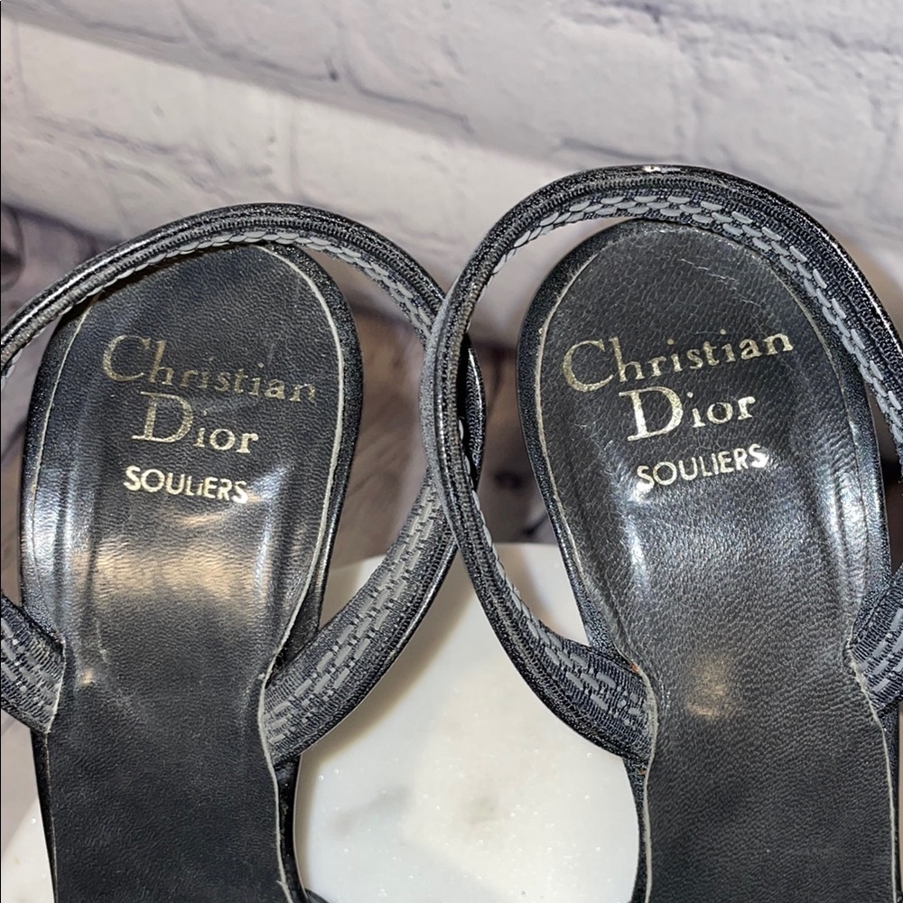 Christian Dior Vintage 90s Black & Red Slingback Heels Size 6 Designer - Picture 2 of 7